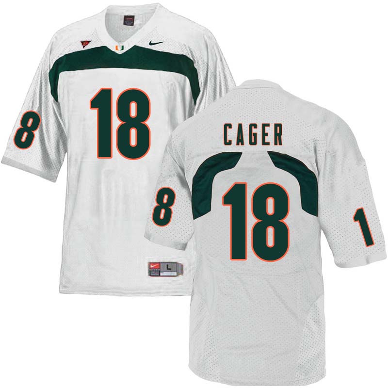 Nike Miami Hurricanes #18 Lawrence Cager College Football Jerseys Sale-White - Click Image to Close